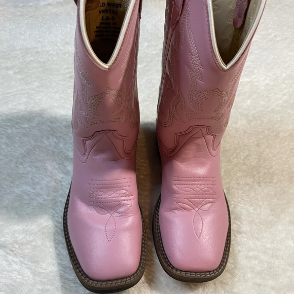 Old West Girls Kids Boots Square Toe - Picture 3 of 5